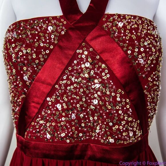 NEW Altar'd State red sequin maxi formal‎ dress, size L - Picture 7 of 16